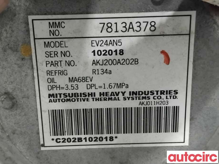 Aircondition kompressor til Mitsubishi Outlander 2012-2015 (Type III, Fase 1)  (MITSUBISHI|7813A483|AKJ200A202B|7813A378)
