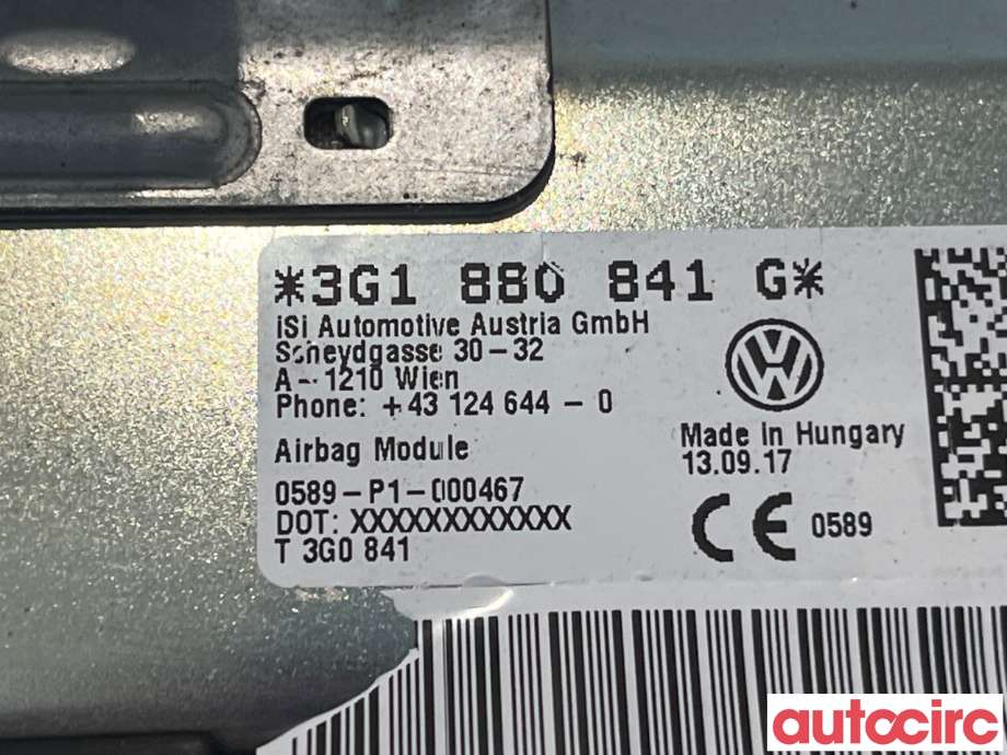 Airbag kne til VW Passat 2015-2019 (Fase 1) (B8) (B8) (VOLKSWAGEN|3G1880841)