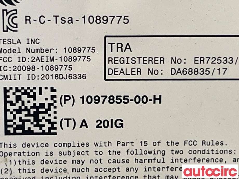 Styreenhet diverse til Tesla Model 3 2018-2023 (Fase 1)  (TESLA|1097855-00-H|)
