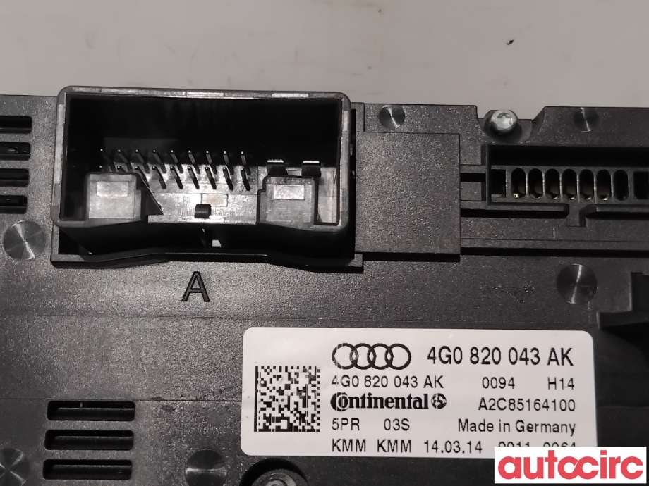Varmeapparat betjening til Audi A6 2014-2018 (Type IV, Fase 2) (C7) (C7) (AUDI|4G0820043BB|A2C85164100|4G082043AK)