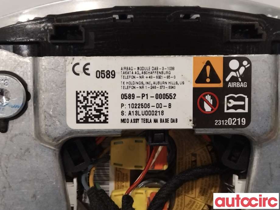 Airbag rattpute til Tesla Model S 2013-2016 (Fase 1)  (TESLA|1022506-00-B|)