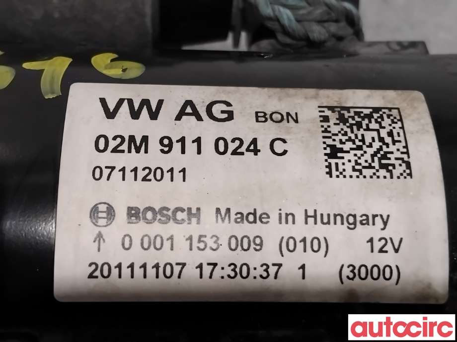 Starter diesel til VW Passat 2011-2015 (B7) (B7) (VOLKSWAGEN|02M911024CX|0001153009|02M911024C)