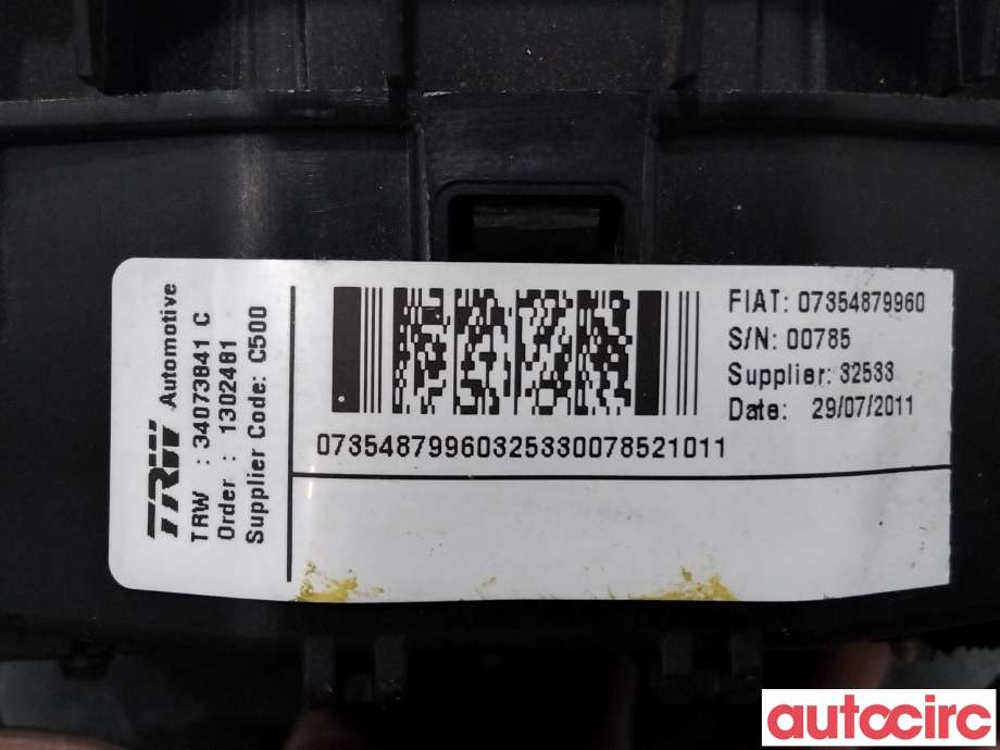 Airbag rattpute til Peugeot Boxer 2007-2013 (Type III, Fase 1) (PEUGEOT|1607077280|34073841|1659781980)