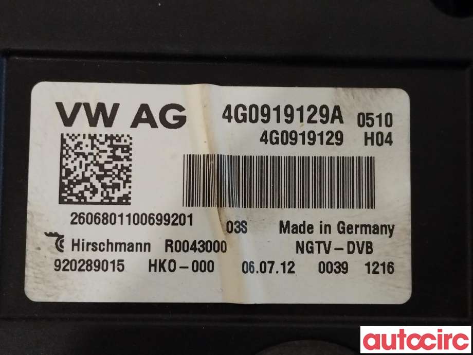 Styreenhet DAB til Audi A8 2010-2013 (Type III, Fase 1)  (AUDI|4G0919129A)