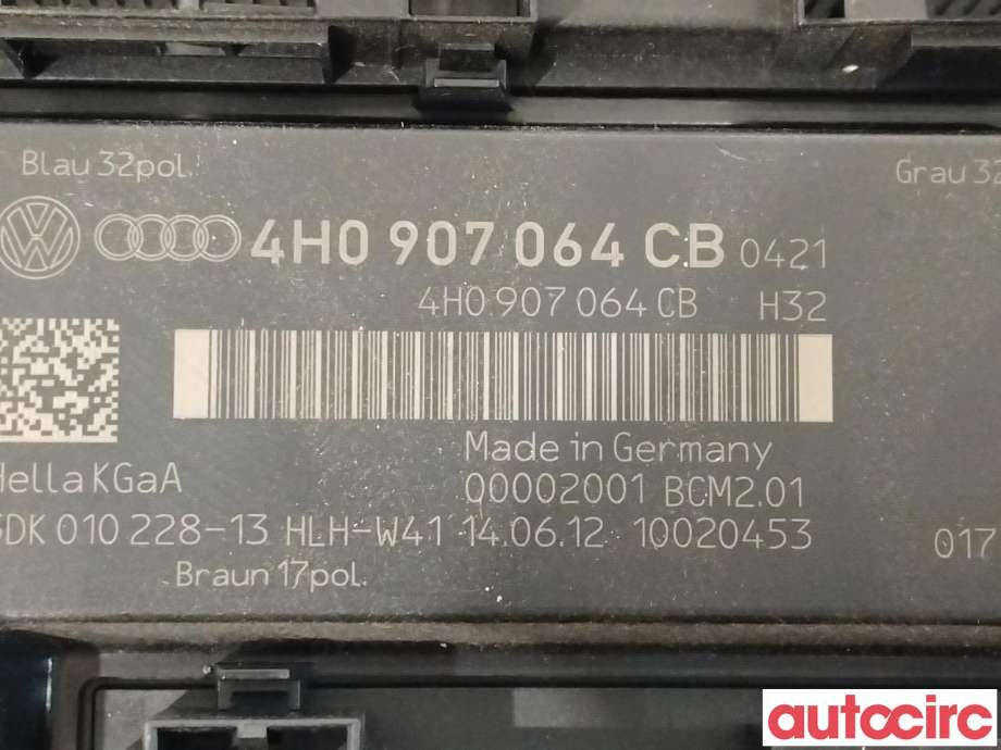 Styreenhet comfort (BCM) til Audi A8 2010-2013 (Type III, Fase 1)  (AUDI|4H0907064GB|4H0907064CB)