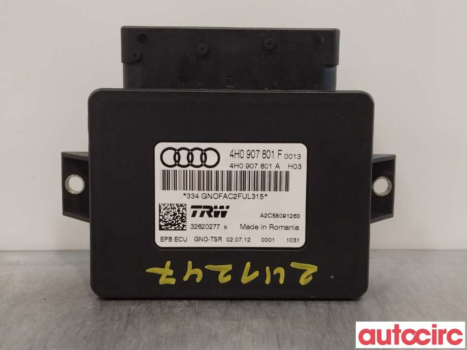 Styreenhet elektrisk parkbrems (EPB - Electric Parking Brake) til Audi A8 2010-2013 (Type III, Fase 1) (AUDI|4H0907801F)