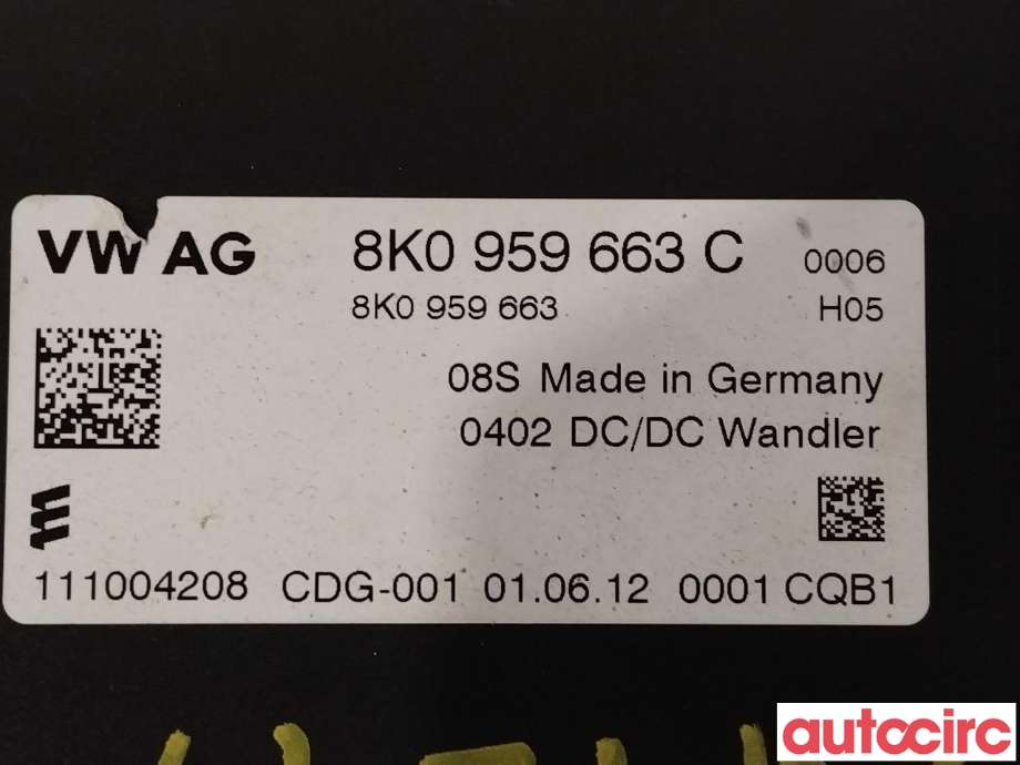 Styreenhet diverse til Audi A8 2010-2013 (Type III, Fase 1)  (AUDI|8K0959663C)