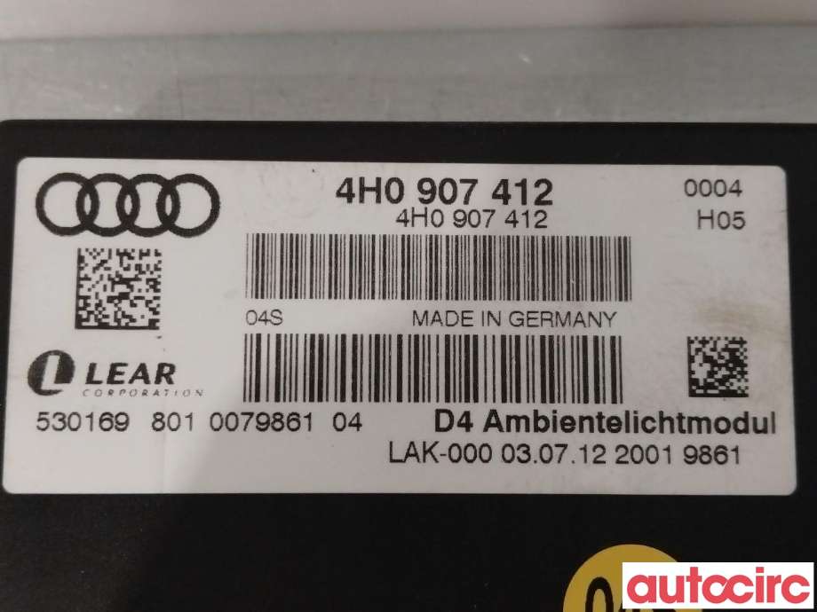 Styreenhet comfort (BCM) til Audi A8 2010-2013 (Type III, Fase 1)  (AUDI|4H0907412)
