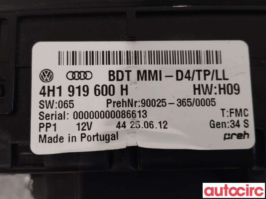 Bryter diverse til Audi A8 2010-2013 (Type III, Fase 1)  (AUDI|4H1919600M|4H1919600H)