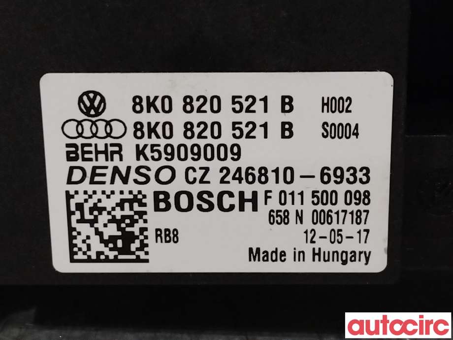 Varmeapparat motstand til Audi A8 2010-2013 (Type III, Fase 1)  (AUDI|8K0820521B)