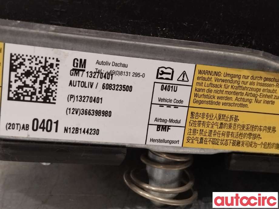 Airbag rattpute til Opel Insignia A 2009-2014  (OPEL|13270401|608323500|22964968)