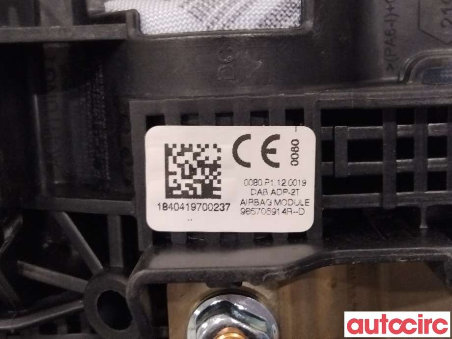 Airbag rattpute til Renault Zoe 2013-2019 (Fase 1)  (RENAULT|985706914R|)