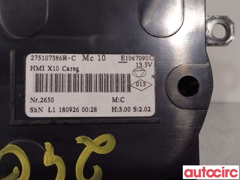 Varmeapparat betjening til Renault Zoe 2013-2019 (Fase 1)  (RENAULT|275107386R|)