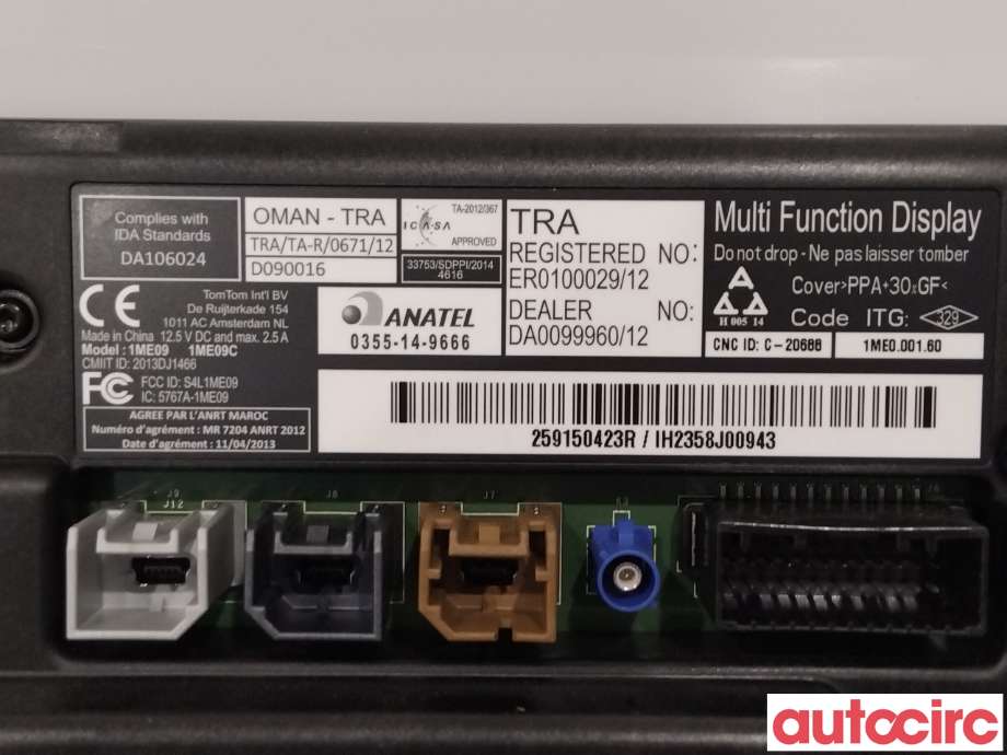 Instrument kjørecomputer til Renault Zoe 2013-2019 (Fase 1)  (RENAULT|259150423R|)