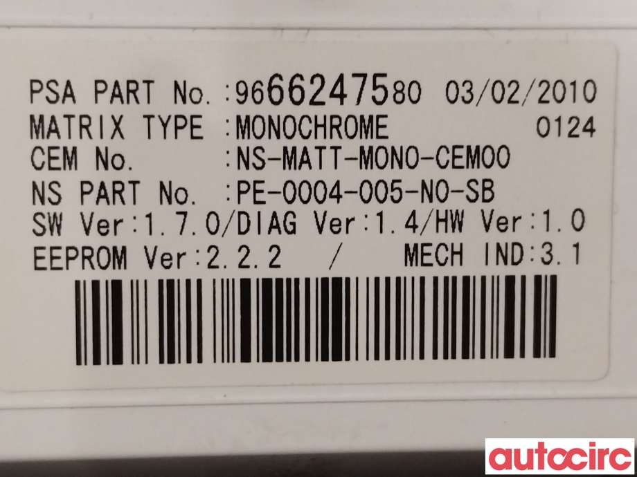 Instrumentpanel til Peugeot 3008 2009-2016 (Type I)  (PEUGEOT|9805170680|6103Y4|9666276380)