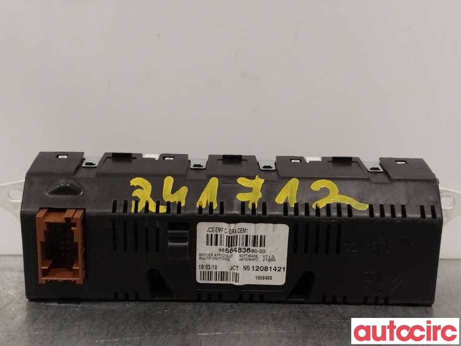Multimedia display (MCU - Media Controller Unit) til Peugeot 3008 2009-2016 (Type I)  (PEUGEOT|9821851780|6593H7|9666483680)