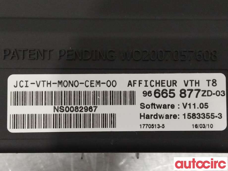 Multimedia display (MCU - Media Controller Unit) til Peugeot 3008 2009-2016 (Type I)  (PEUGEOT|6593K2|96665877ZD)