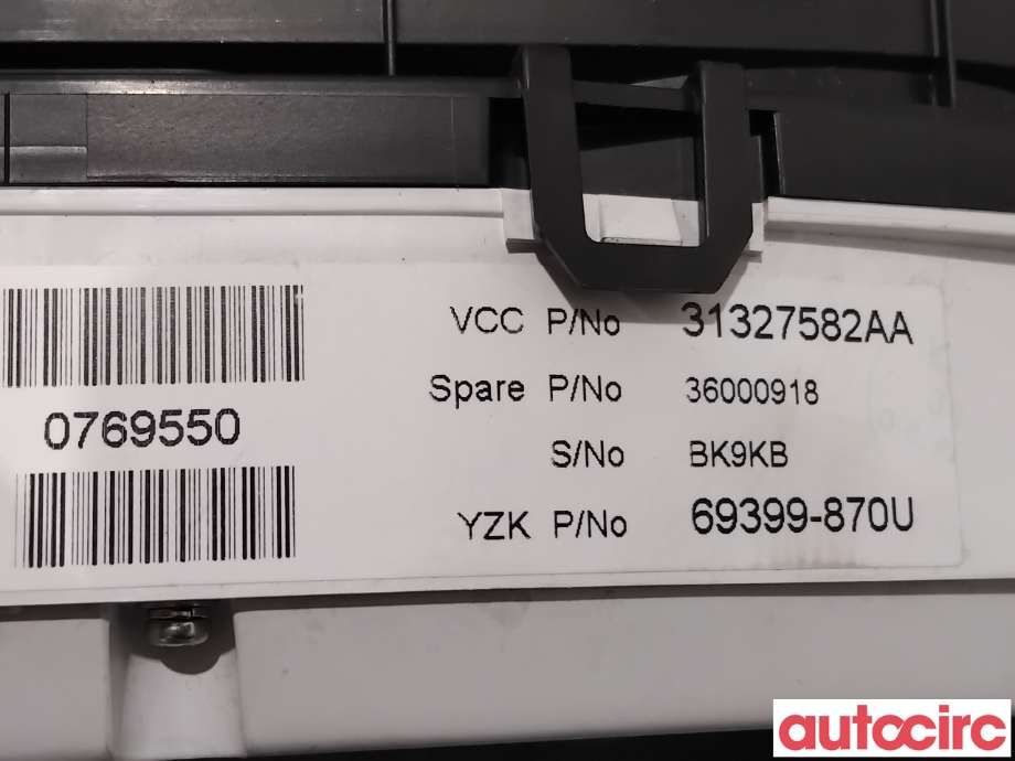 Instrumentpanel til Volvo S60 2010-2014 (Type II, Fase 1)  (VOLVO|36002600|69399-870U|36000918)
