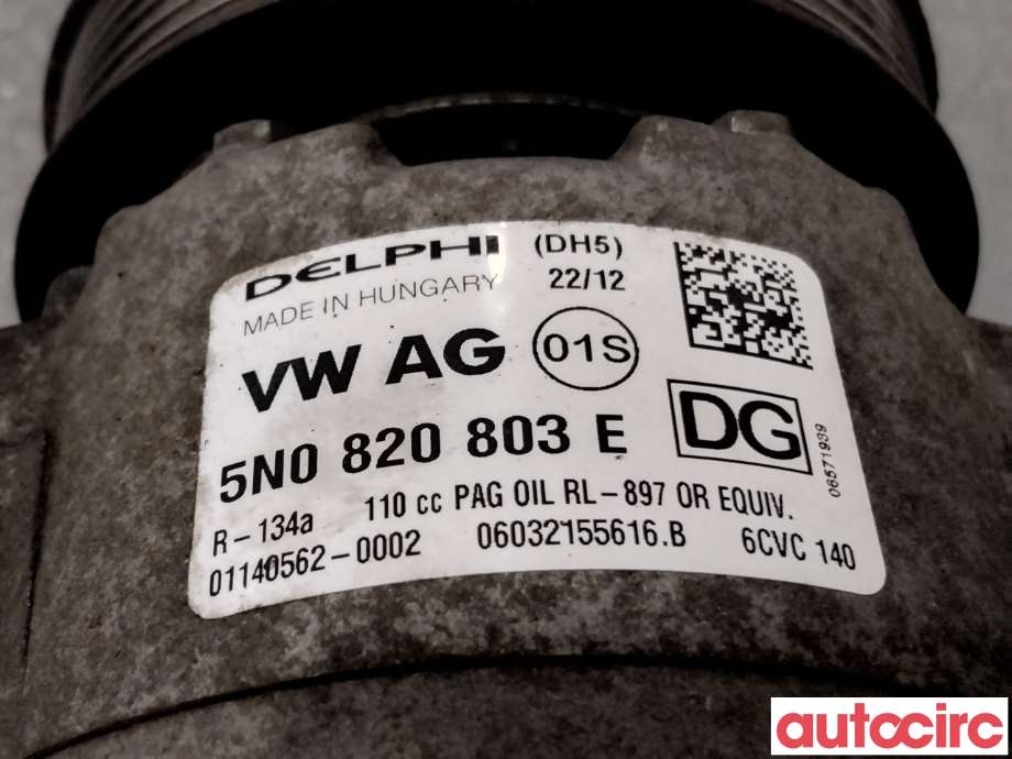 Aircondition kompressor til VW Caddy 2010-2015 (Type III, Fase 2)  (VOLKSWAGEN|5K0820803X|6CVC140|1K0820808F)
