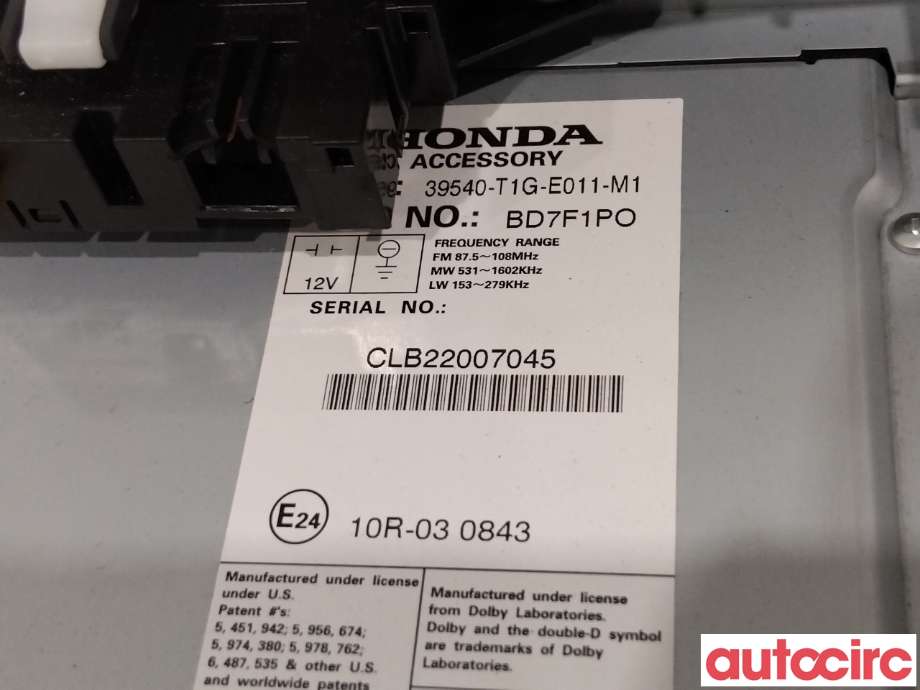Bilstereo navigasjon til Honda CR-V 2012-2018 (Type IV) (HONDA|39542-T1G-E01|)