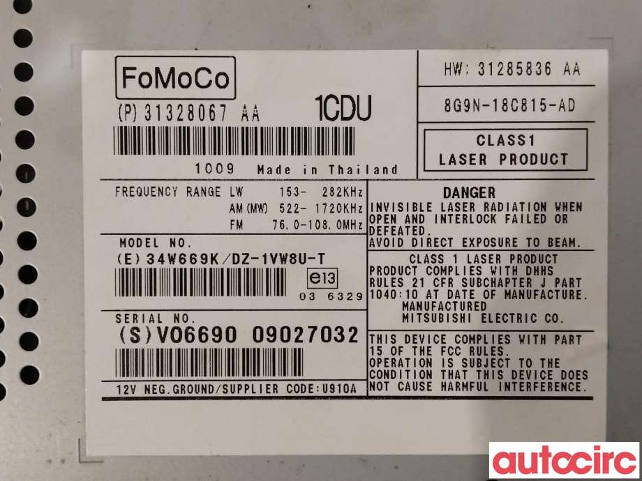 Bilstereo til Volvo V70 2007-2013 (Type III, Fase 1)  (VOLVO|36050930|31285836)