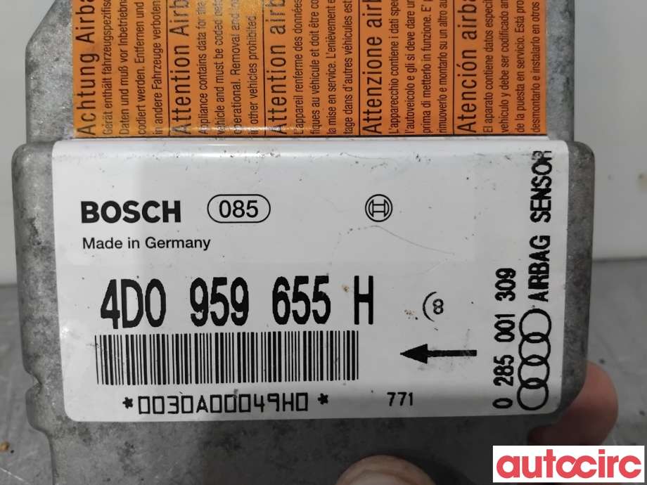 Airbag elektronikk til Audi A8 1995-2002 (Type I)  (AUDI|4D0959655H|0285001309)