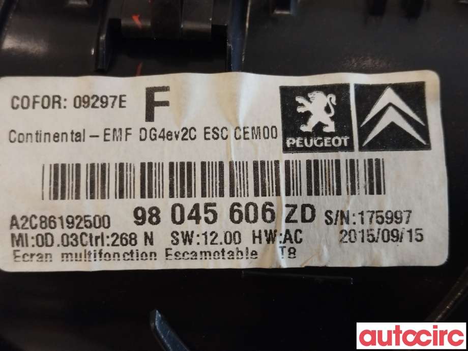 Instrument diverse til Peugeot 5008 2010-2017 (Type I)  (PEUGEOT|98045606ZD)