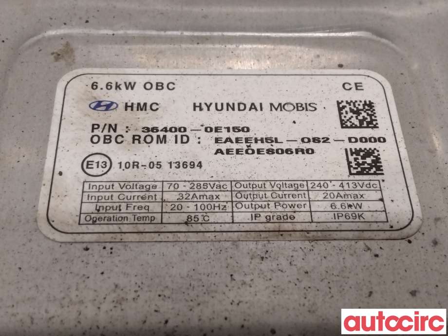 Batterilader (OBC - On Board Charger) til Hyundai Ioniq Electric 2019-->> (Fase 2)  (HYUNDAI|364000E150|EAEEH5L-OS6-D000|36400-0E150)