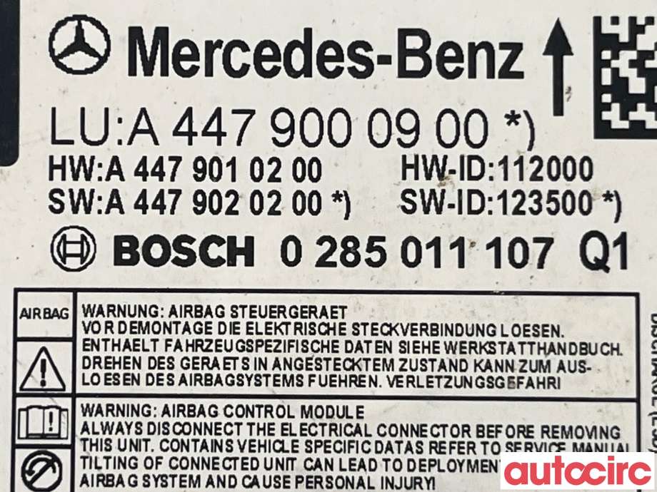 Airbag elektronikk til Mercedes Vito 2014-->> (W447) (W447) (MERCEDES|A4479000900)