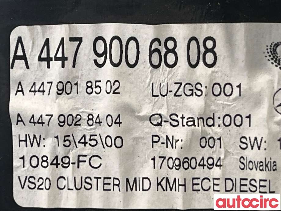 Instrumentpanel til Mercedes Vito 2014-->> (W447) (W447) (MERCEDES|A4479006808)