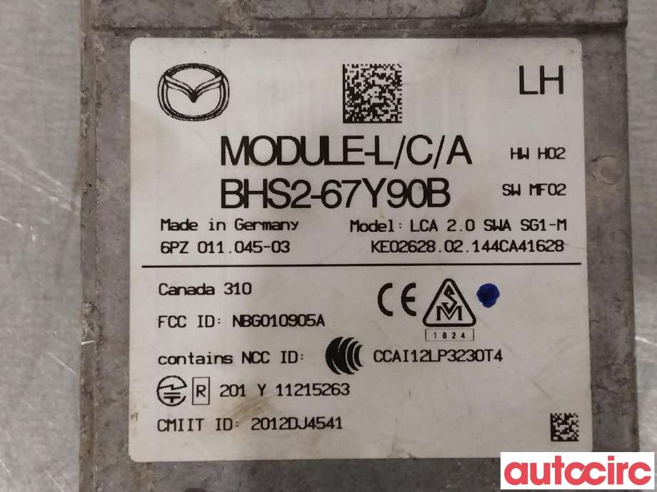 Sensor radar til Mazda 3 2013-2016 (Type III, Fase 1)  (MAZDA|BHS2-67-Y90F|6PZ011045-03|BHS2-67Y90B)