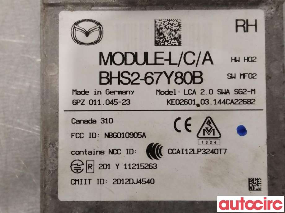 Sensor radar til Mazda 3 2013-2016 (Type III, Fase 1)  (MAZDA|BHS2-67-Y80F|6PZ011045-23|BHS2-67Y80B)