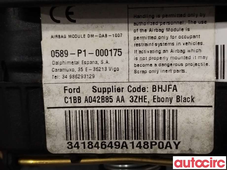 Airbag rattpute til Ford Fiesta 2013-2017 (Type VI, Fase 2)  (FORD|1899083|0589-P1-000175)