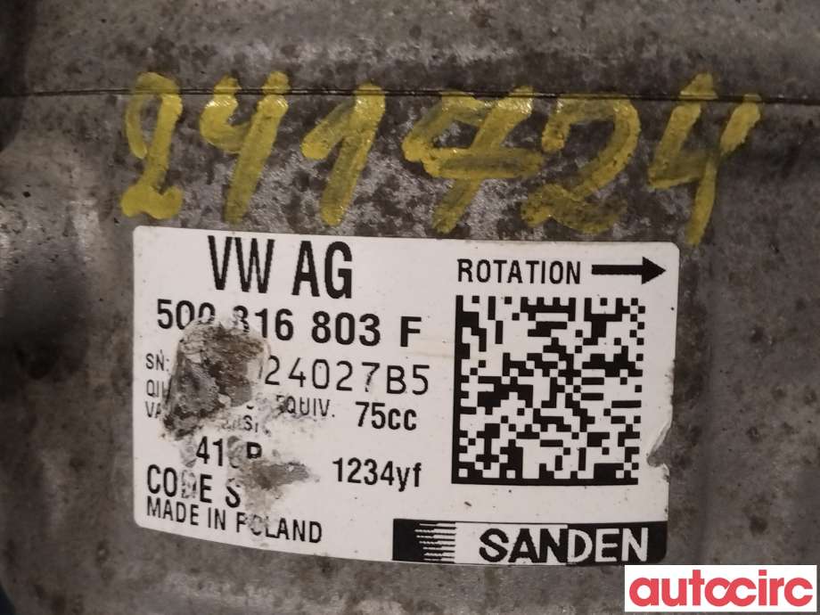 Aircondition kompressor til Škoda Fabia 2014-2021 (Type III)  (SKODA|5Q0816803F||5Q0816803H)