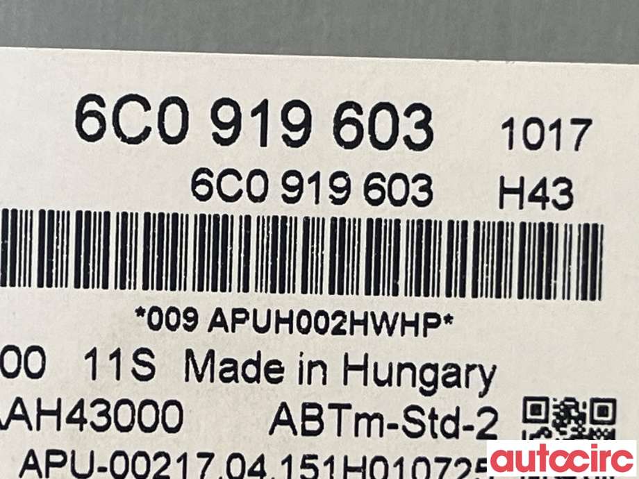 Multimedia display (MCU - Media Controller Unit) til VW Polo 2014-2017 (Type V, Fase 2)  (VOLKSWAGEN|6C0919603)