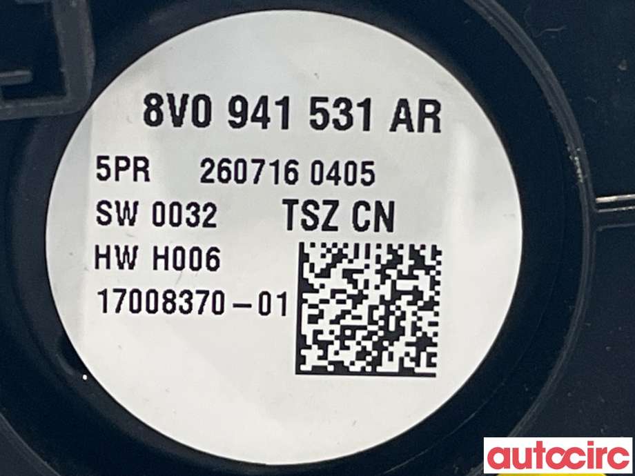 Bryter lys til Audi A3 2016-2020 (Type III, Fase 2)  (AUDI|8V0941531AR|)
