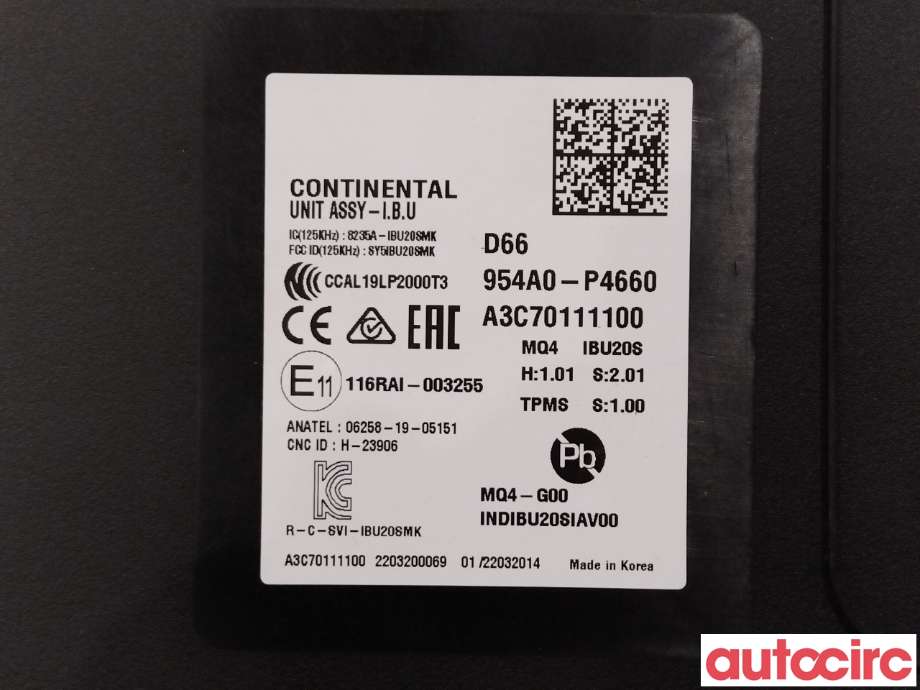 Styreenhet diverse til Kia Sorento 2016-->> Type III  (KIA|954A0P4660|)
