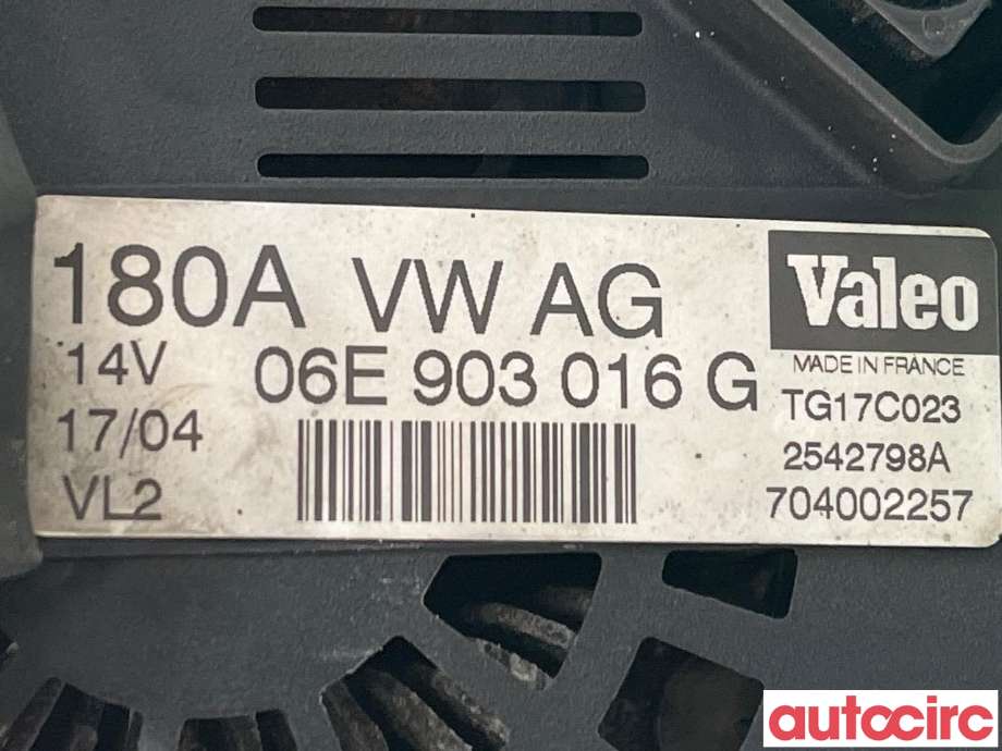 Dynamo til Audi A6 2005-2008 (Type III, Fase 1) (C6) (C6) (AUDI|06E903016KX|TG17C023|06E903016G)