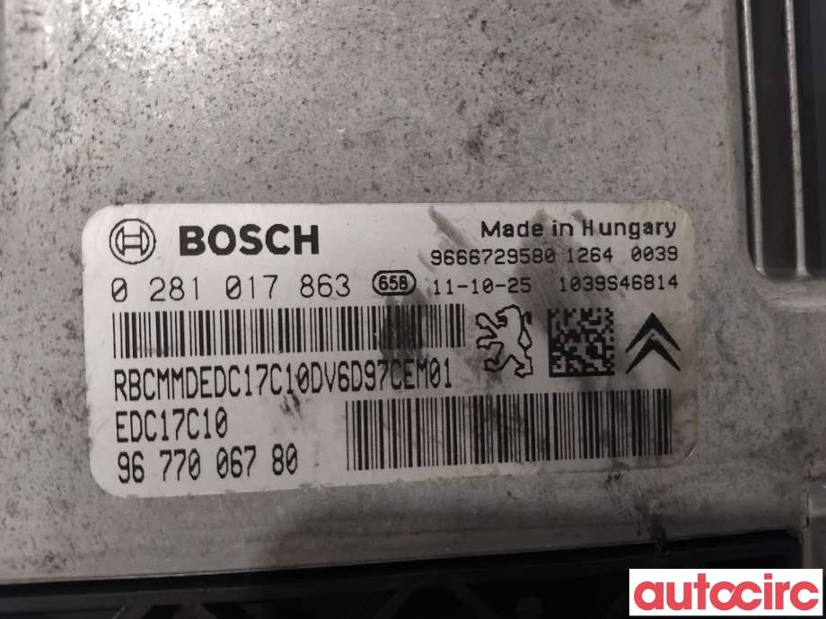 Styreenhet motor til Citroën Berlingo 2008-2015 (Type II, Fase 1)  (CITROEN|1606870680|0281017863|9677006780)