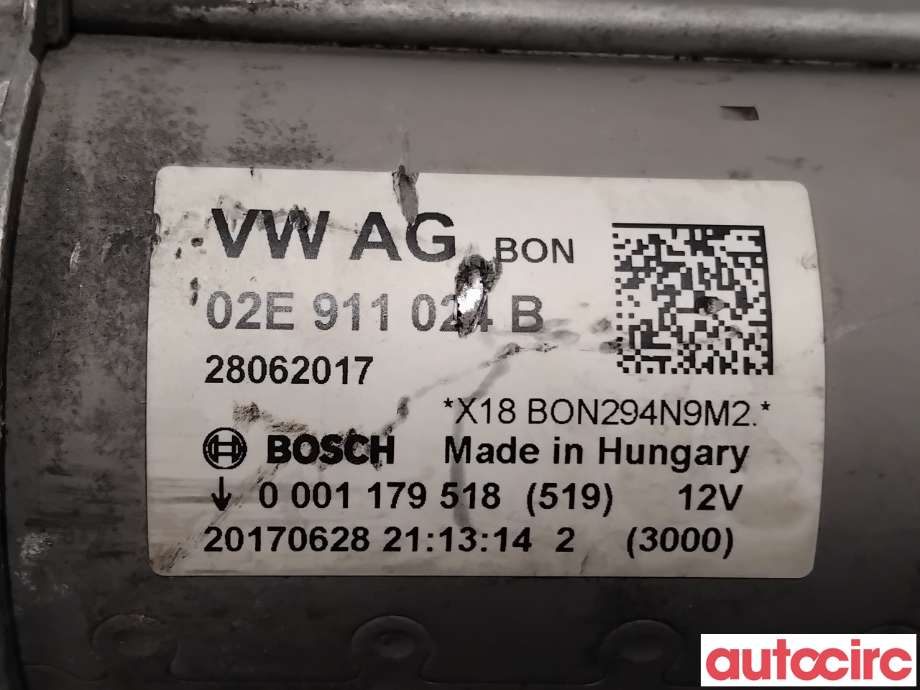 Starter til Audi A3 2016-2020 (Type III, Fase 2)  (AUDI|02E911024BX|0001179518|02E911022HX)