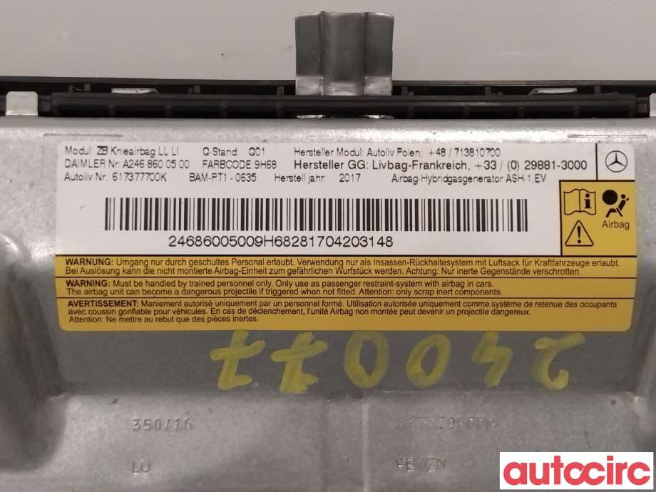 Airbag kne til Mercedes B-Klasse 2011-2018 (W246) (W246) (MERCEDES|A2468600500|)