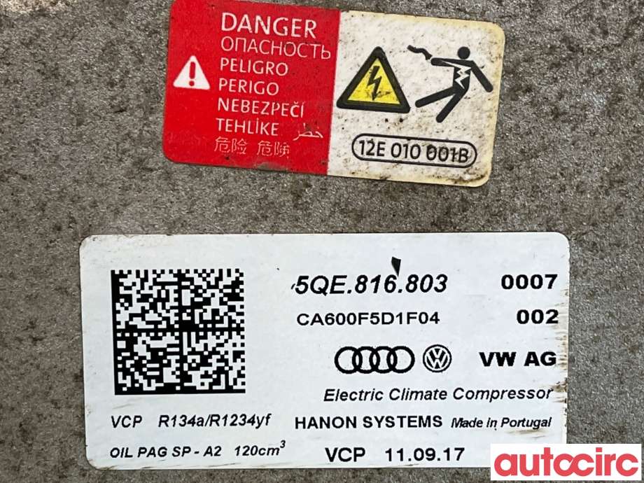 Aircondition kompressor til VW Passat 2015-2019 (Fase 1) (B8) (B8) (VOLKSWAGEN|5QE816803|CA600F5D1F04|5QE816803L)