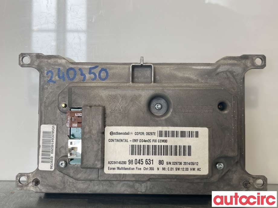 Multimedia display (MCU - Media Controller Unit) til Citroën DS5 2012-2017  (CITROEN|9804563180)