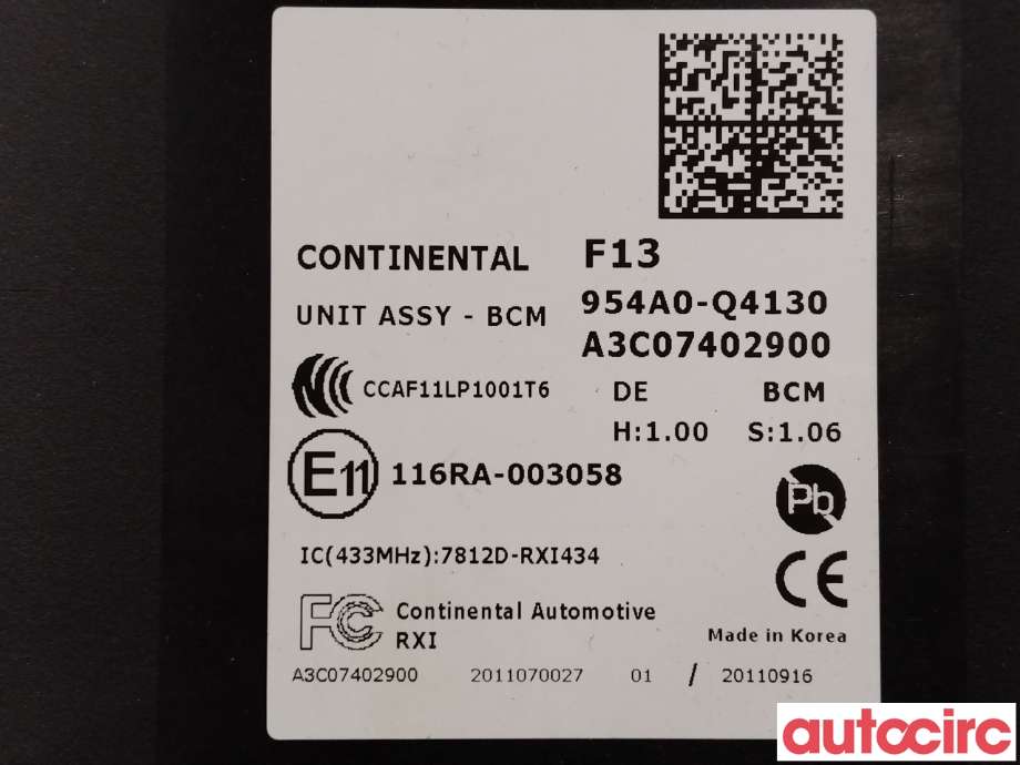 Styreenhet comfort (BCM) til Kia Niro 2021-->>  (KIA|954A0Q4130|954A0-Q4130)