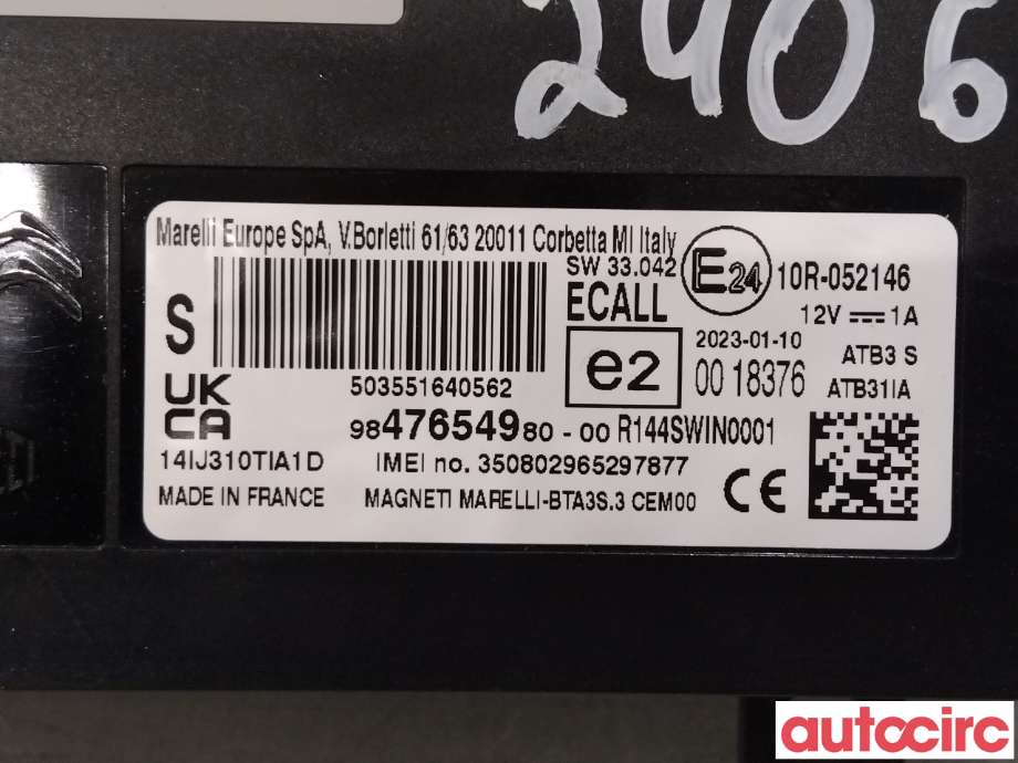 Styreenhet diverse til Citroën C4, Spacetourer 2019-->>  (CITROEN|9847654980|)