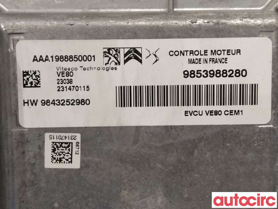 Styreenhet diverse til Citroën C4, Spacetourer 2019-->>  (CITROEN|1684491080|AAA1988850001|9843252980)