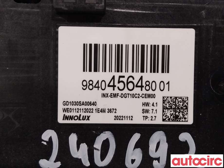Multimedia display (MCU - Media Controller Unit) til Citroën C4, Spacetourer 2019-->>  (CITROEN|9840456480||9834063280)