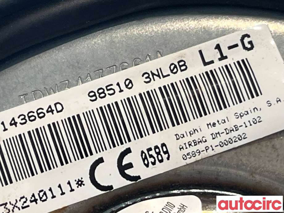 Airbag rattpute til Nissan Leaf 2011-2017 (Type I)  (NISSAN|985103NL0A)