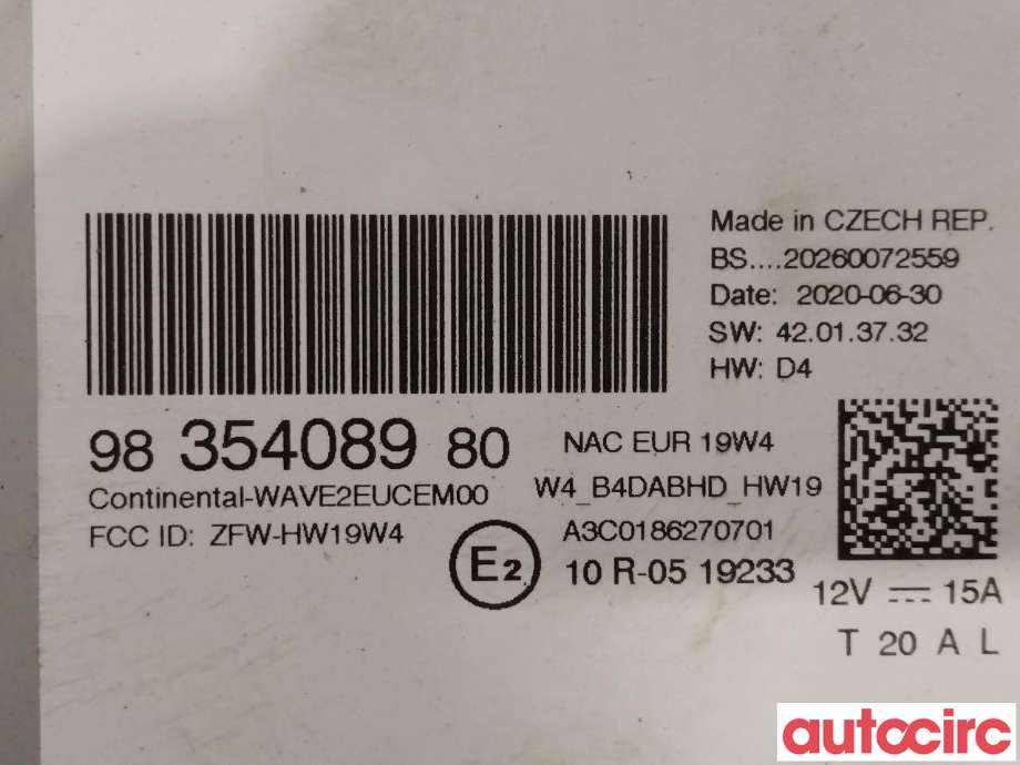 Bilstereo diverse til Peugeot 208 2019-->> (Type II)  (PEUGEOT|1680319380|1671944380|9835408980)