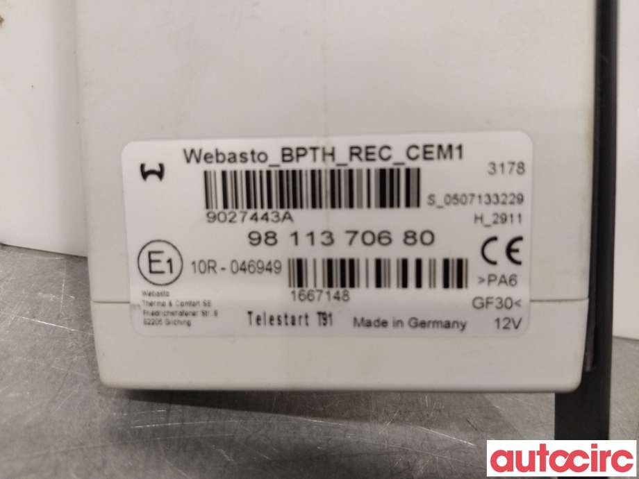 Styreenhet diverse til Peugeot Partner 2019-->> (Type III)  (PEUGEOT|9821152780|)
